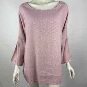 Magic Linen Tunic Top‎ Women XL Round neck 3/4 Sleeve Lightweight Blouse Shirt